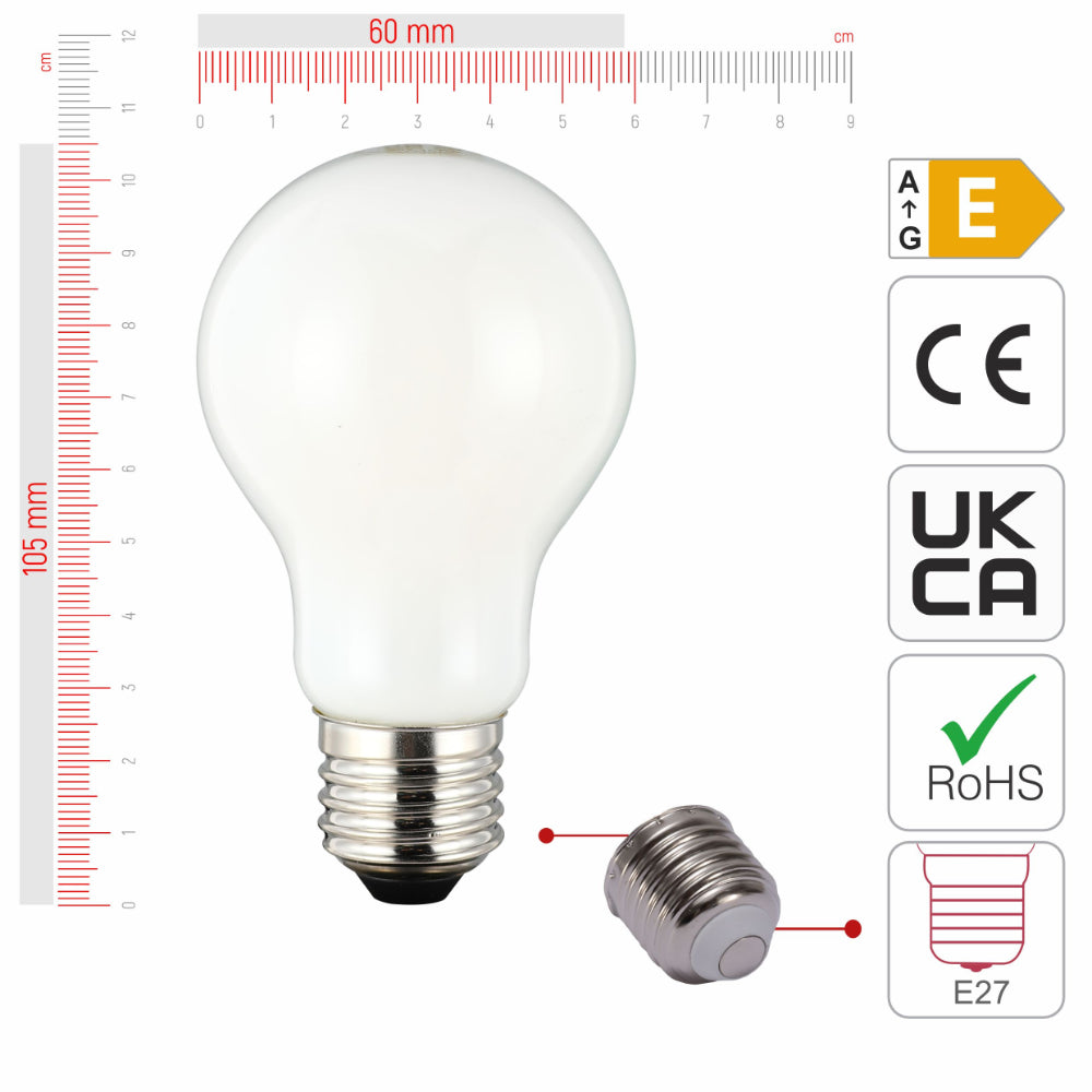 LED Bulb A60 GLS E27 6.5W Milky Glass Pack of 4