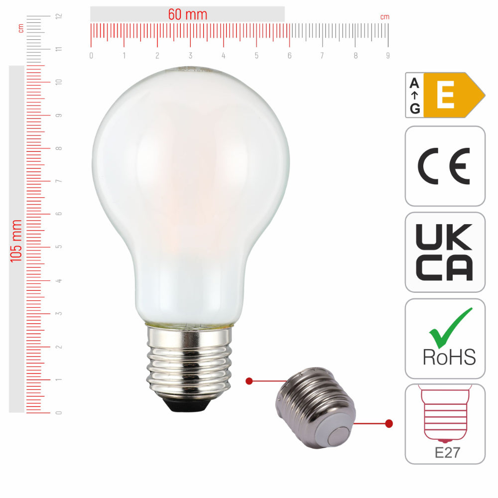 LED Bulb Dimmable A60 GLS E27 6.5W Frosted Glass Pack of 2