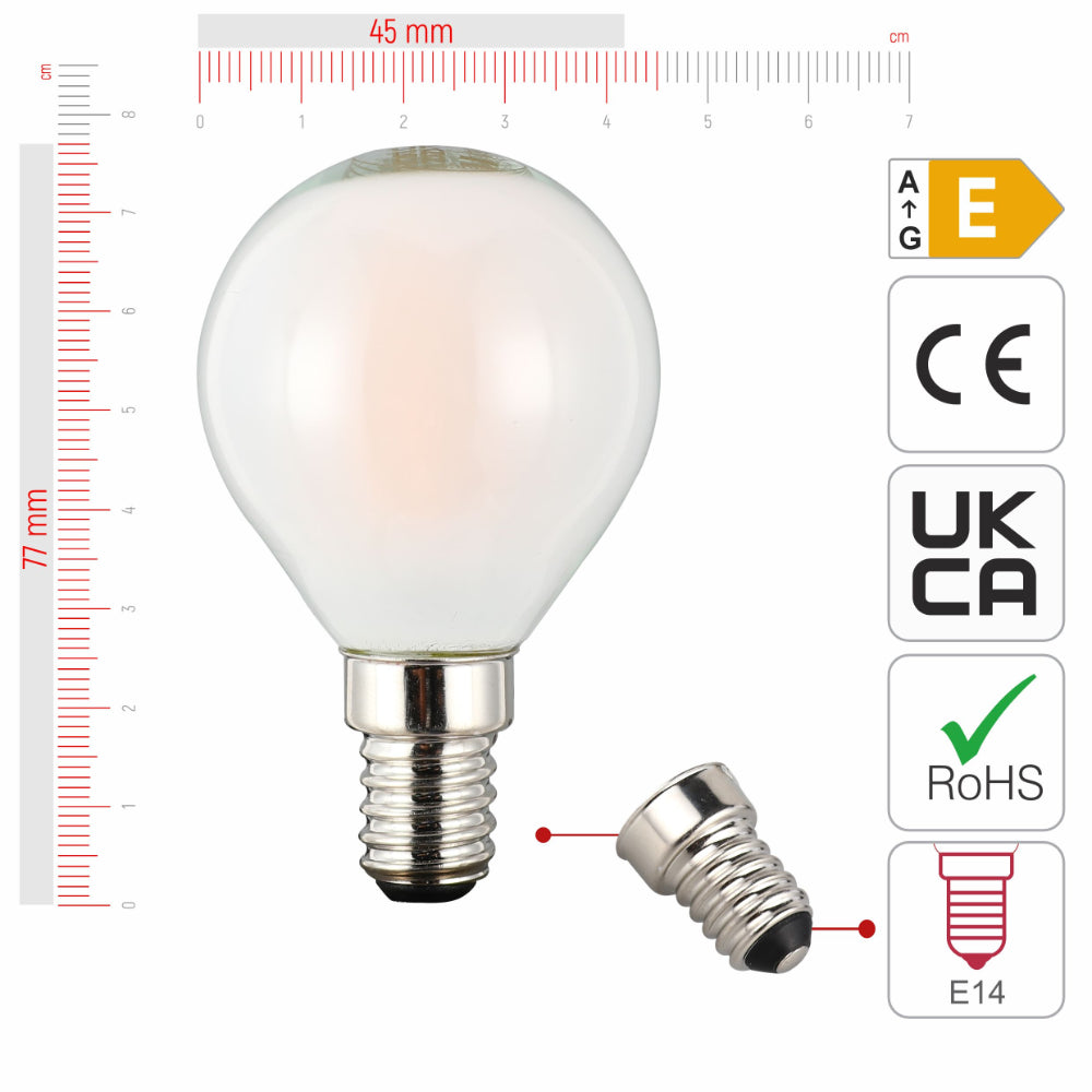 LED Bulb Dimmable P45 E14 4W 2700K Frosted Glass Pack of 4