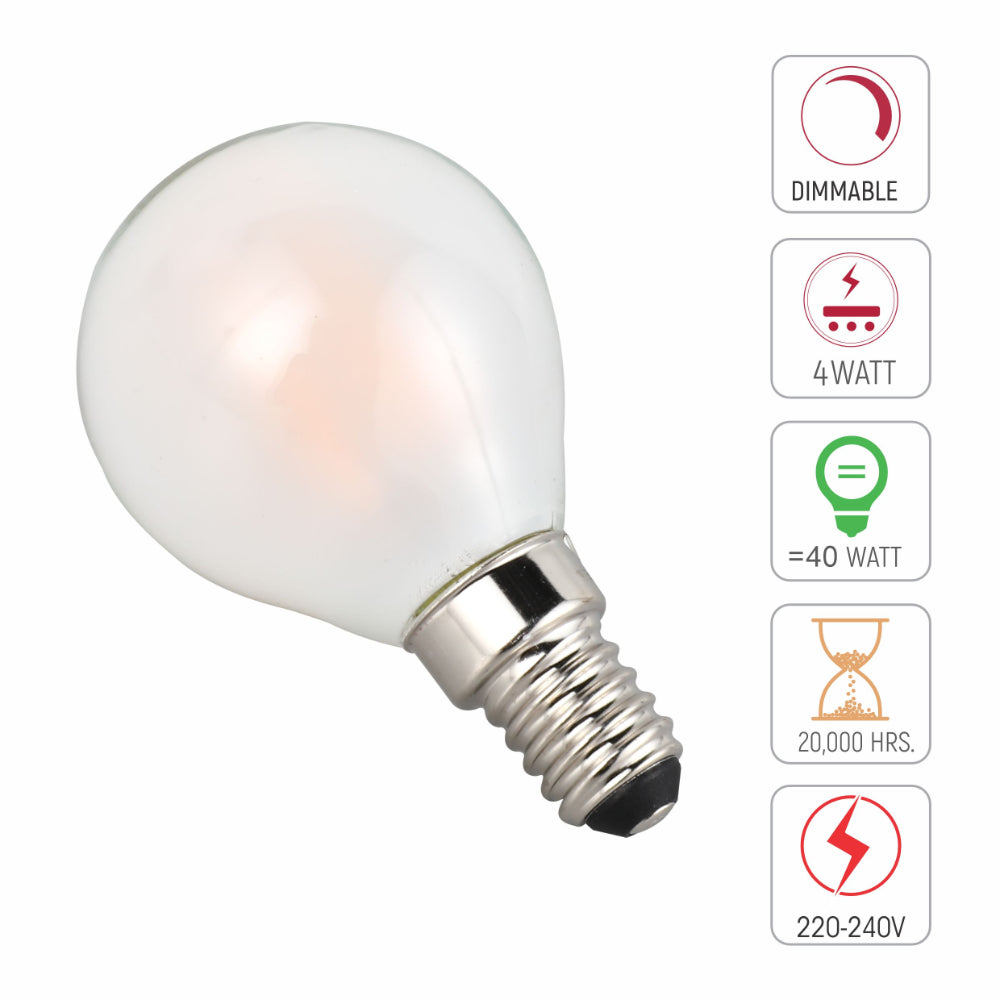 LED Bulb Dimmable P45 E14 4W 2700K Frosted Glass Pack of 4