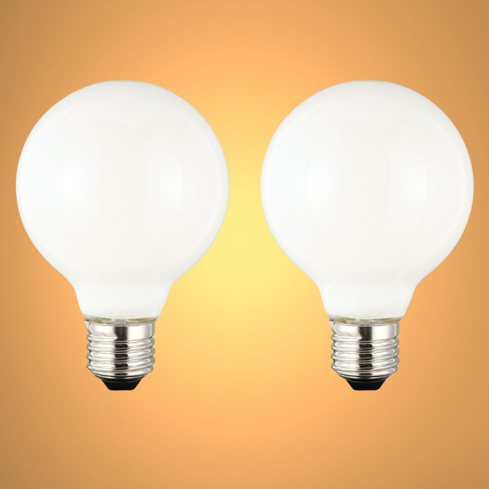LED Bulb Globe G80 E27 6.5W 2700K Milky Glass Pack of 2 1