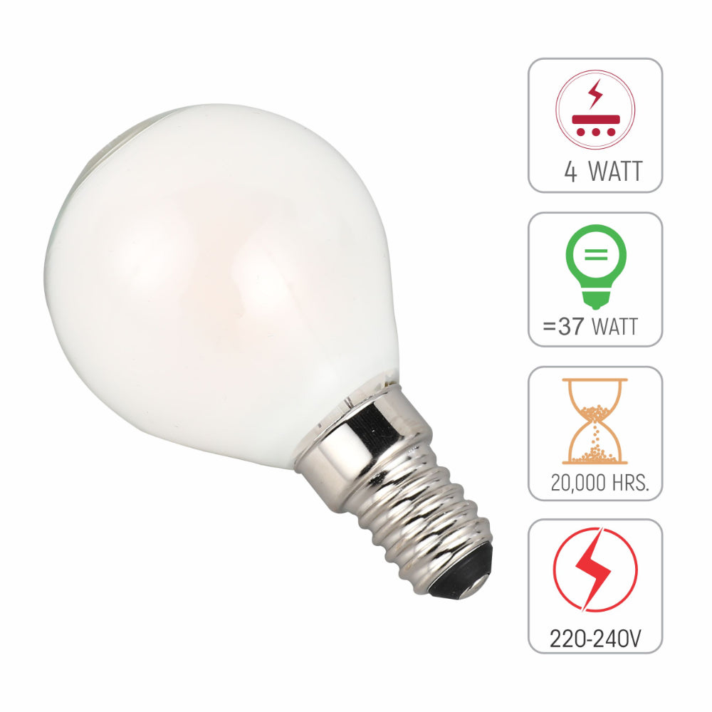 LED Bulb P45 E14 4W 2700K Milky Glass Pack of 4