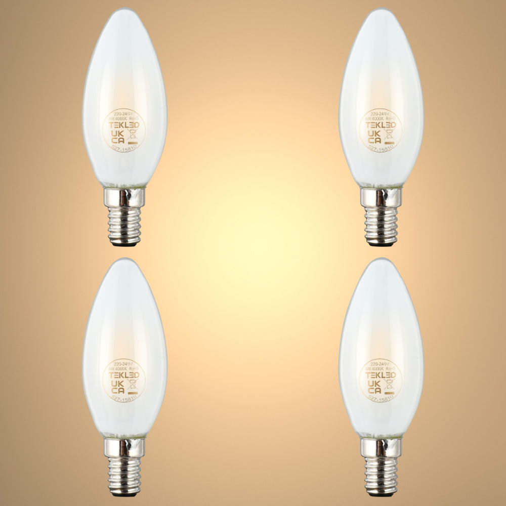 LED Candle Bulb Dimmable E14 4W Frosted Glass Pack of 4