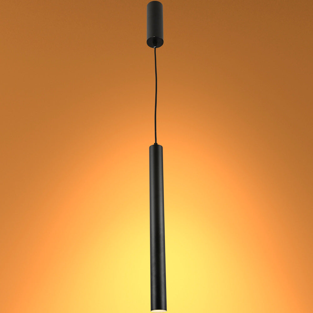 Integrated LED Modern Cylinder Pendant Ceiling Light Suspended Downlight Black 7