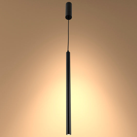 Integrated LED Modern Cylinder Pendant Ceiling Light Suspended Downlight Black 3