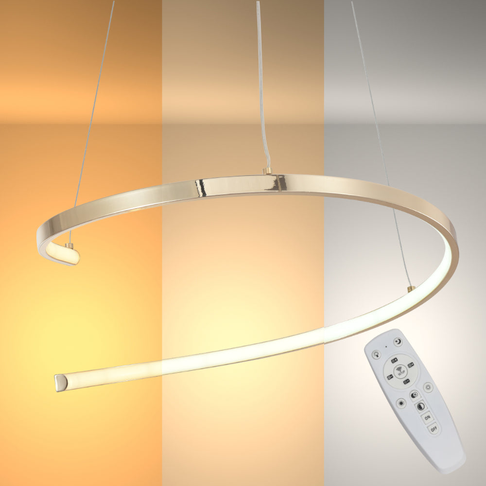LED Spiral White Chrome Gold Finishing 30W CCT Change Dimmable Contemporary Nordic Scandinavian Pendant Ceiling Light with Remote Control 1