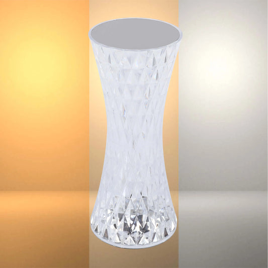 Stylish crystal stool with different lighting - warm, neutral, and cool.