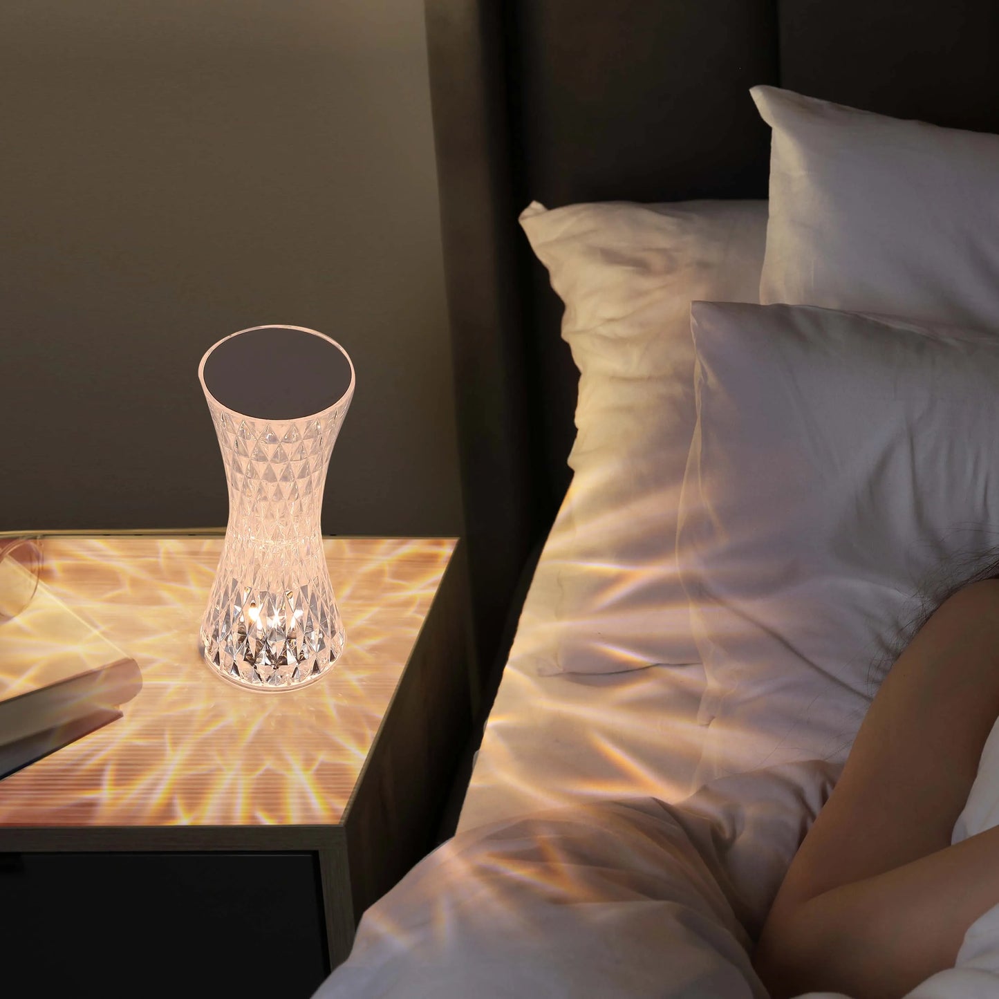Lumi Crystal Touch: Rechargeable Mushroom-Shaped LED Table Lamp | Bedside Lamp