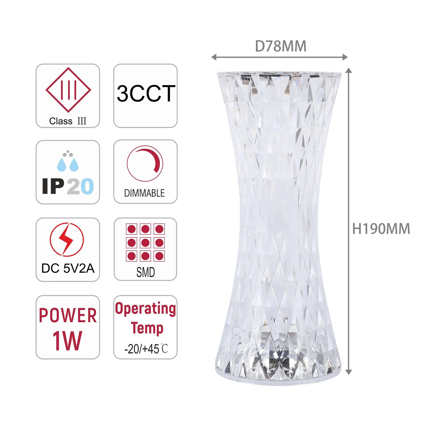 Lumi Crystal Touch: Rechargeable Mushroom-Shaped LED Table Lamp | Bedside Lamp