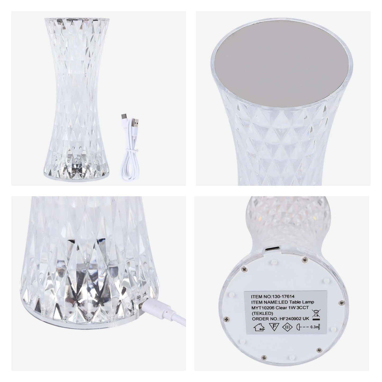Lumi Crystal Touch: Rechargeable Mushroom-Shaped LED Table Lamp | Bedside Lamp