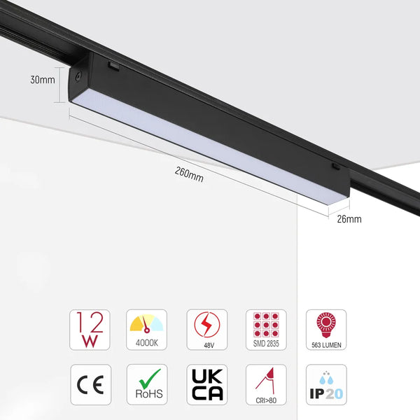 Size and technical specs of the Magnetic Linear LED Track Light with Opal Diffuser-169-03111
