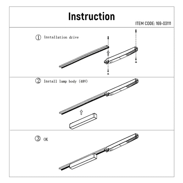User manual for Magnetic Linear LED Track Light with Opal Diffuser-169-03111