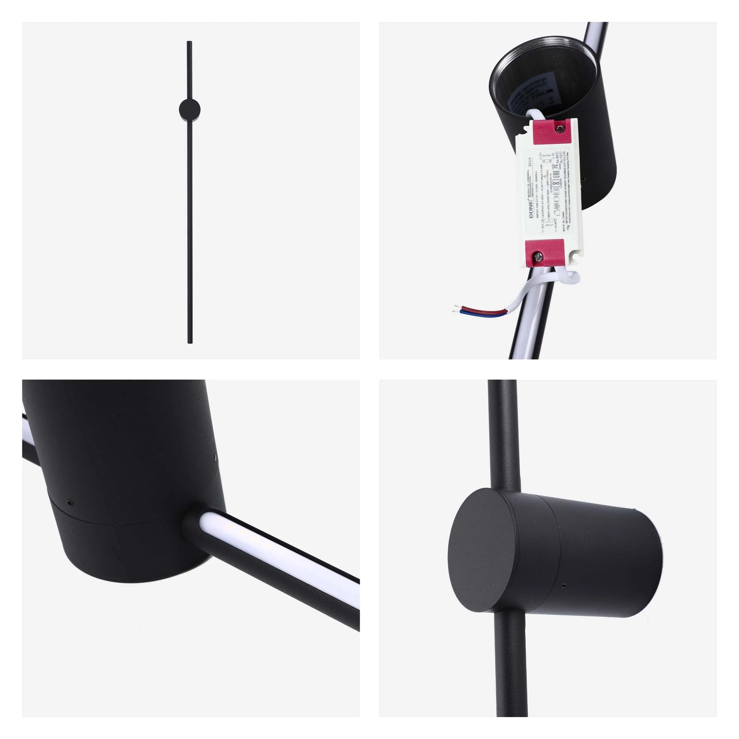 Modern black spotlight lamp with adjustable head. Perfect for minimalist or industrial interiors.