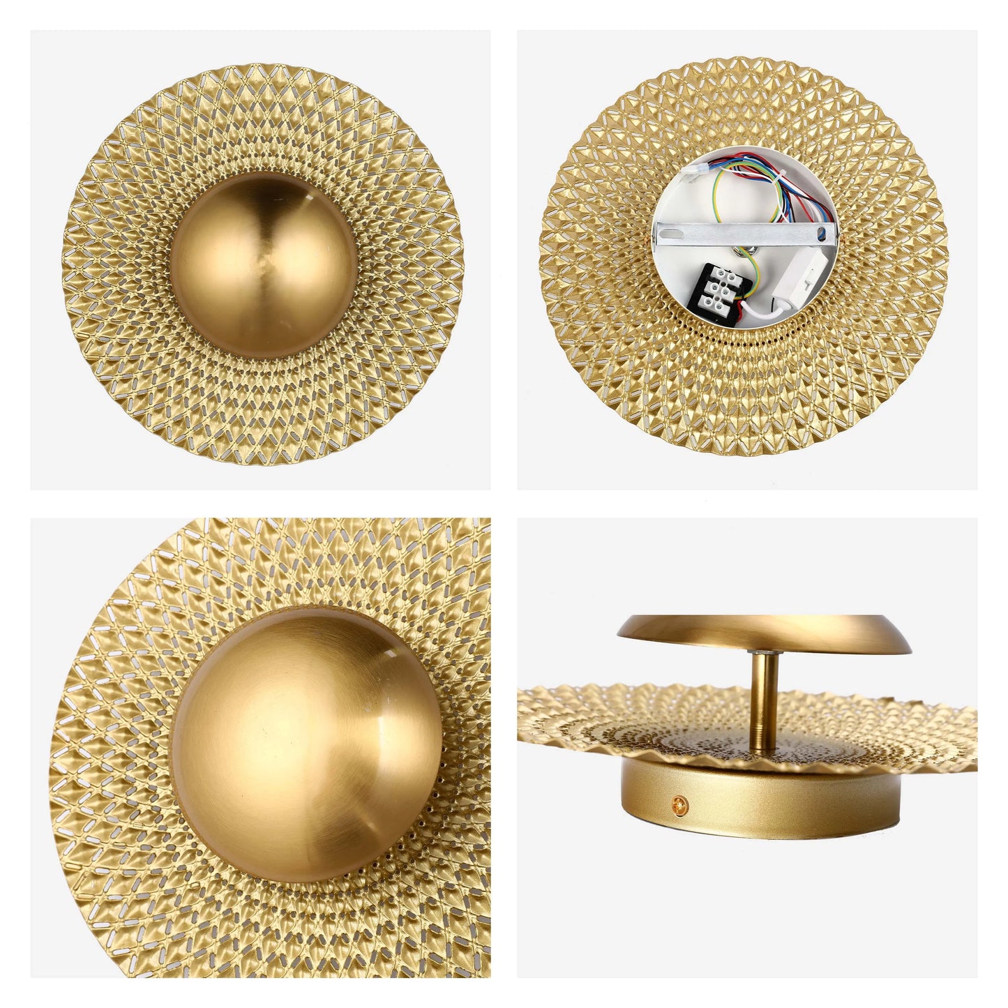 A stylish, gold-coloured ceiling light. A decorative piece, perfect for adding a touch of elegance to any room.