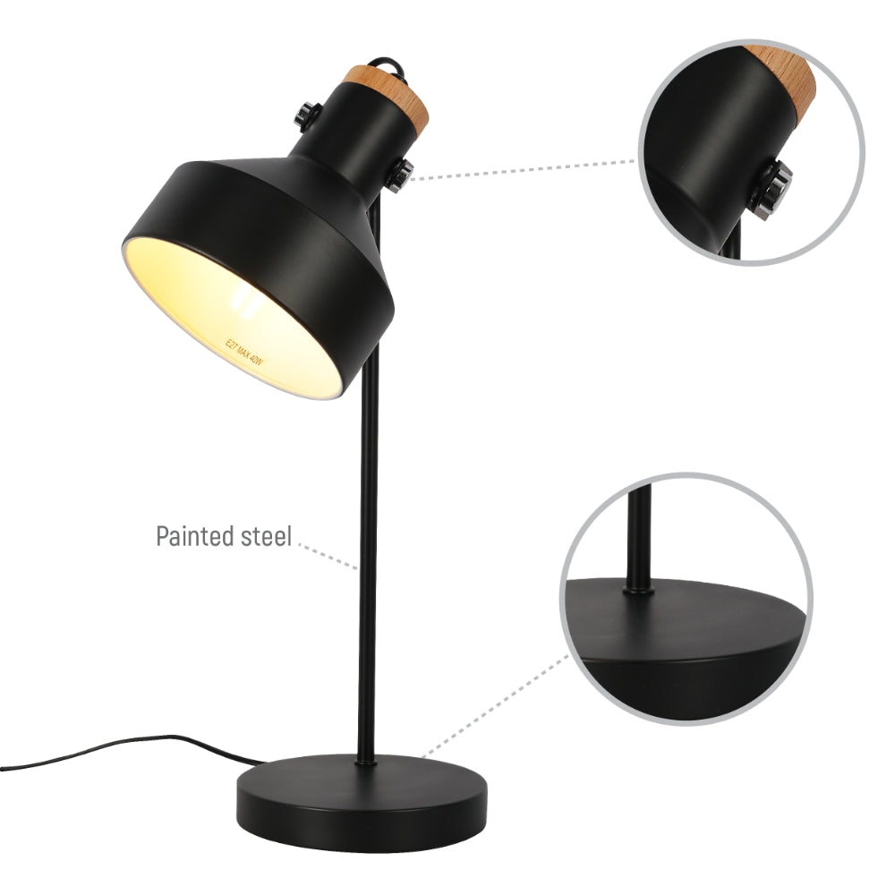 Modern Desk Lamp with Wooden Accent
