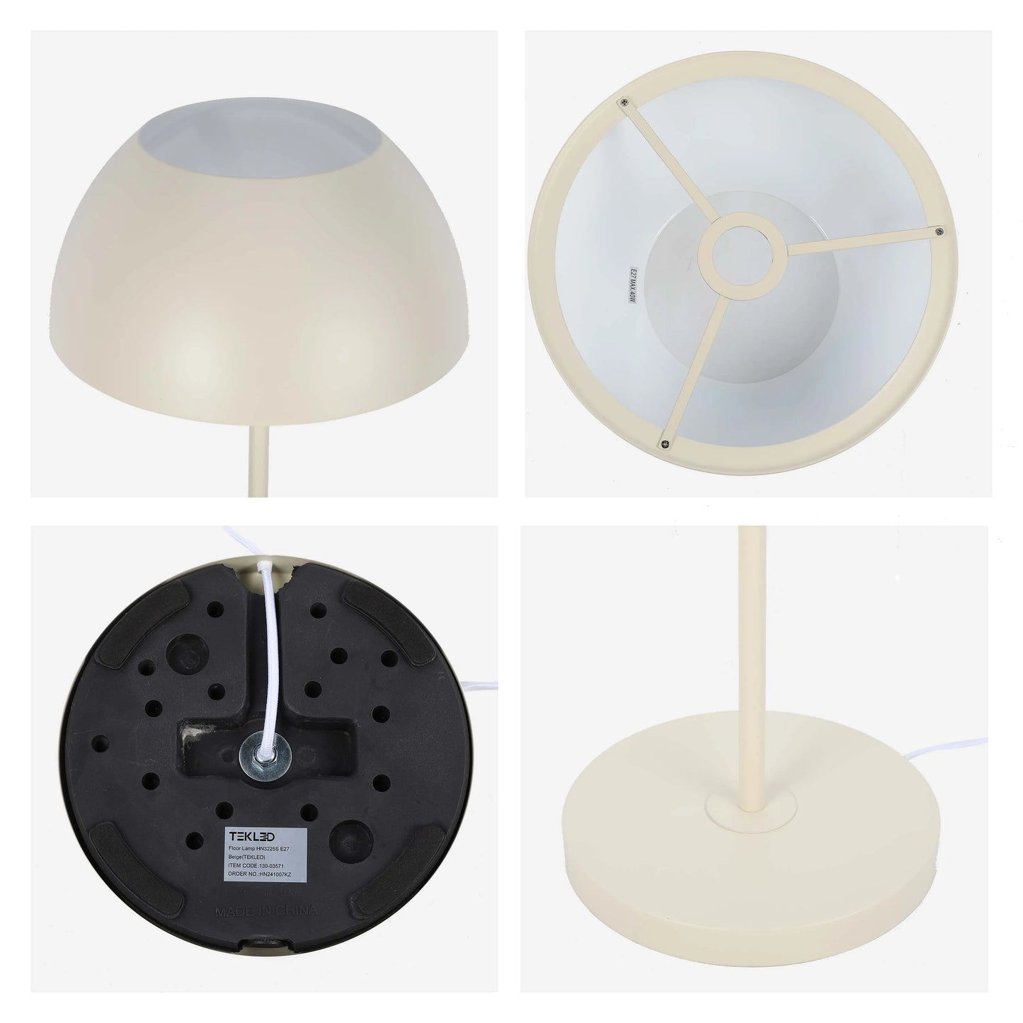 Modern Dome Floor Lamp – E27 Fitting, 1440mm Height, Pull Cord Switch