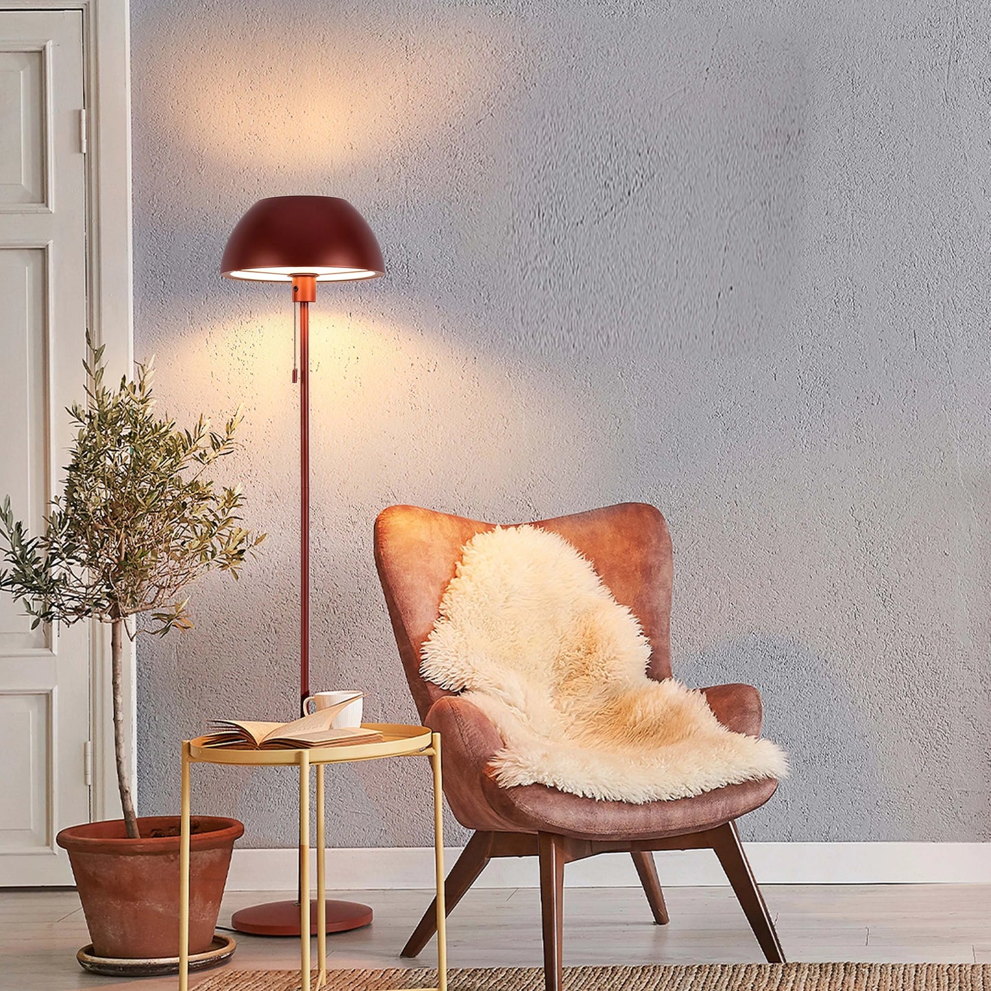 Modern Dome Floor Lamp – E27 Fitting, 1440mm Height, Pull Cord Switch