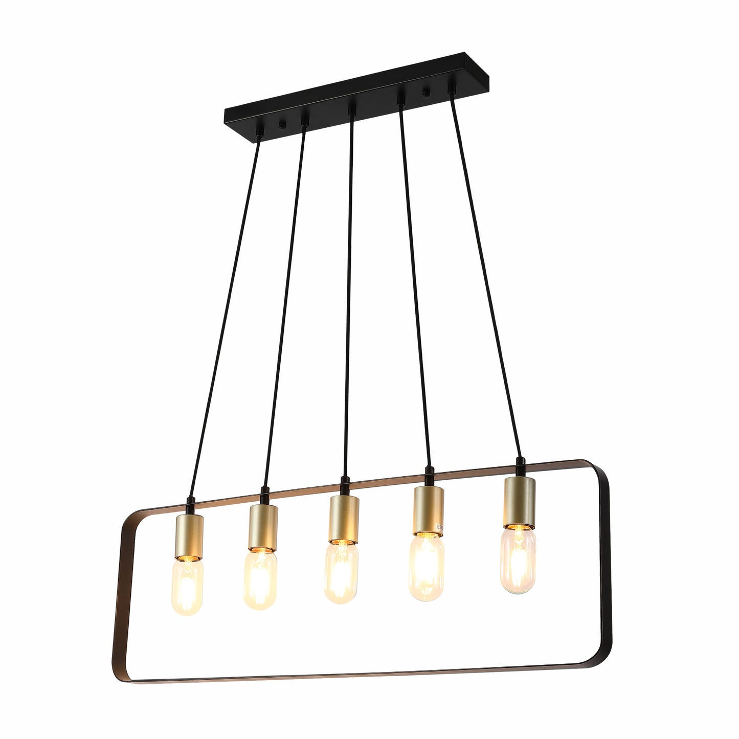 Modern Minimalist 2D Island Chandelier Light Black Gold E27x5 1