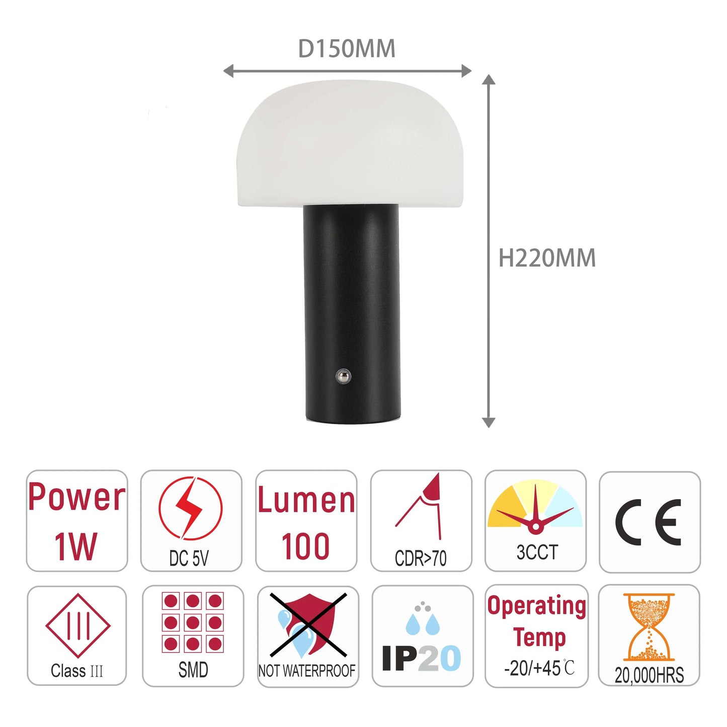 Modern Mushroom Rechargeable LED Table Lamp | Bedside Lamp