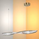 Modern Wave Chandelier with Crystal Accents and Antique Brass Finish, Modern Ceiling Light, TEKLED 1