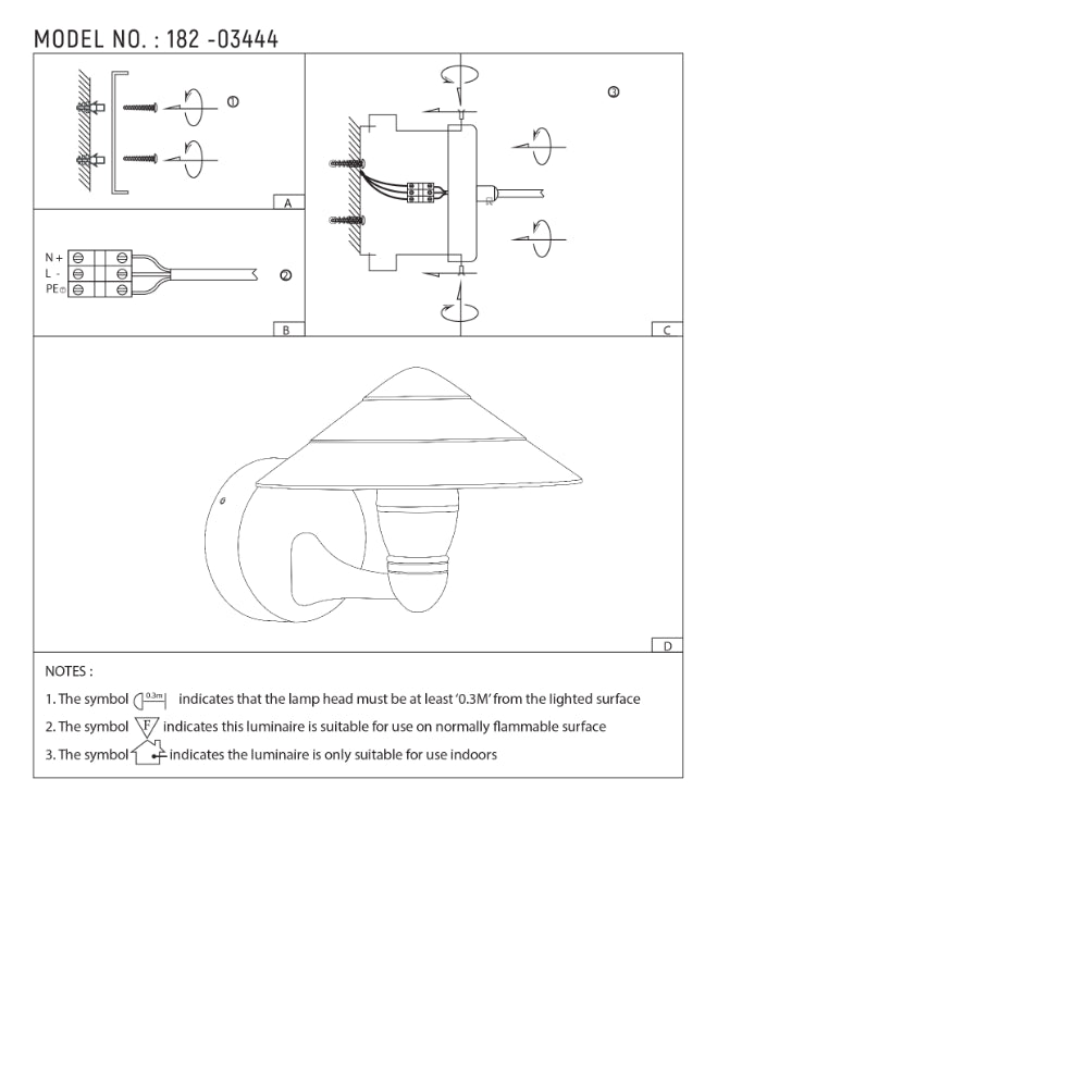 Mushroom Black Cone Modern LED Outdoor Lantern Wall Light 8