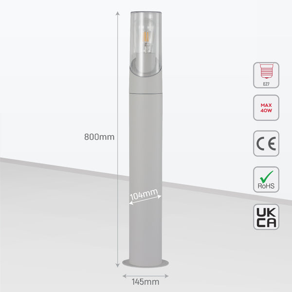 Size and certifications of Norman Newport Outdoor Bollard Pathway Fence-top Light E27 White 182-03428