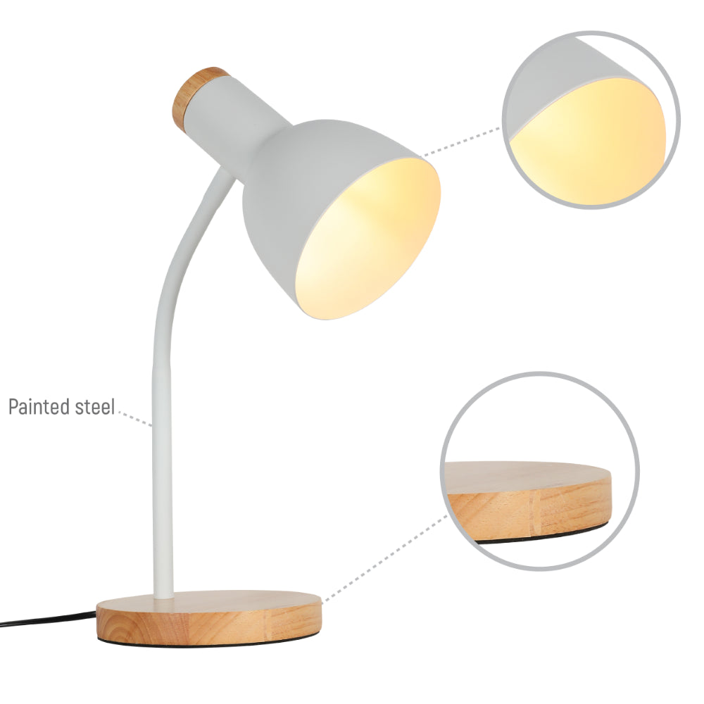 Scandinavian Inspired Table Lamp with Wooden Base