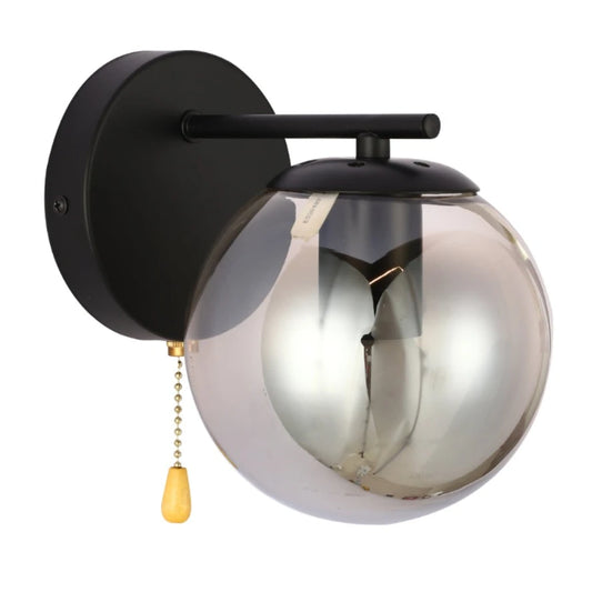 Elegant Globe Wall Light with Pull Down Switch - Smoky Glass 2