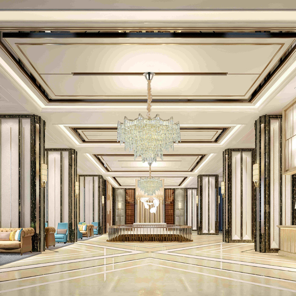 Interior application of Star Crystal Chandelier Ceiling Light | TEKLED 159-18087
