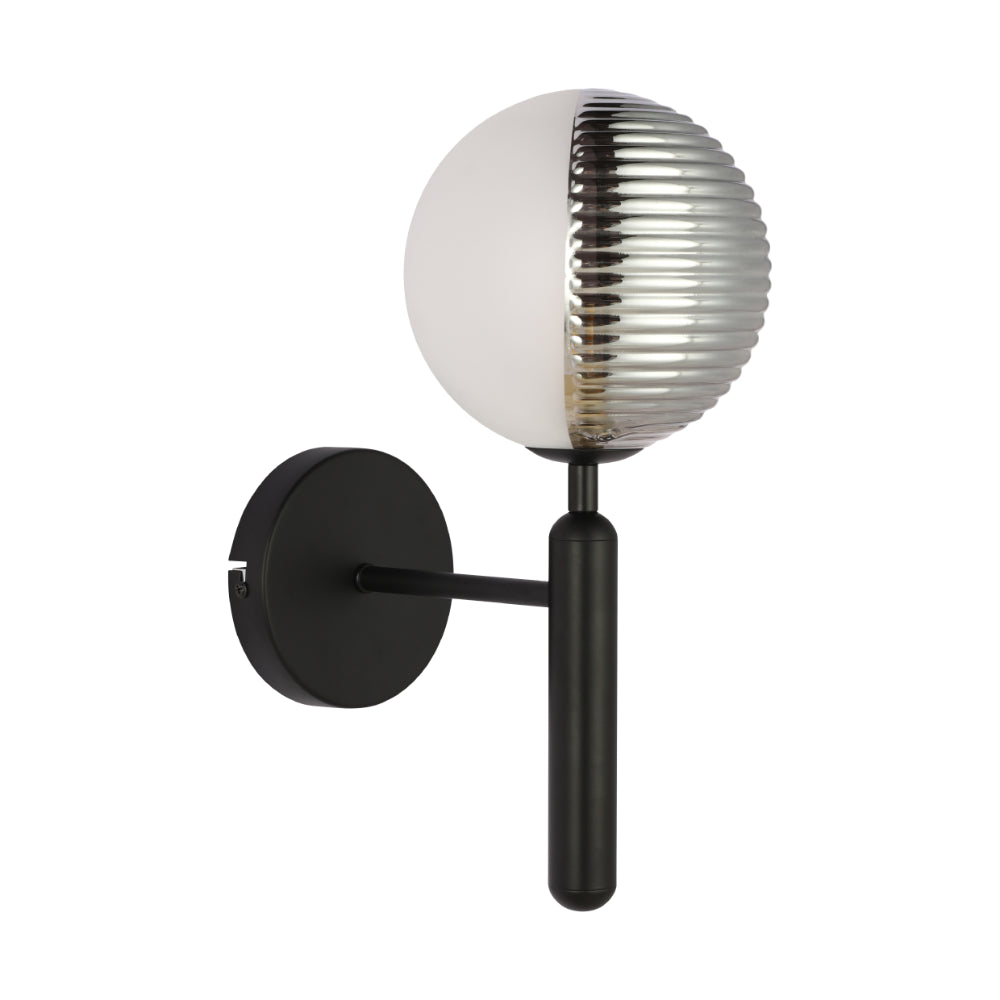 Main image of Black Striped Reeded Glass Wall Light
