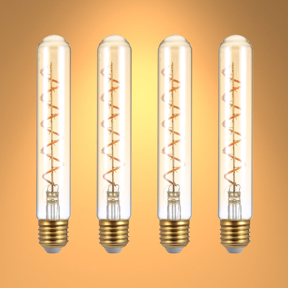 LED Filament T45 T30 Tubular Bulb E27 Edison Screw 4W Pack of 4 Warm White 19