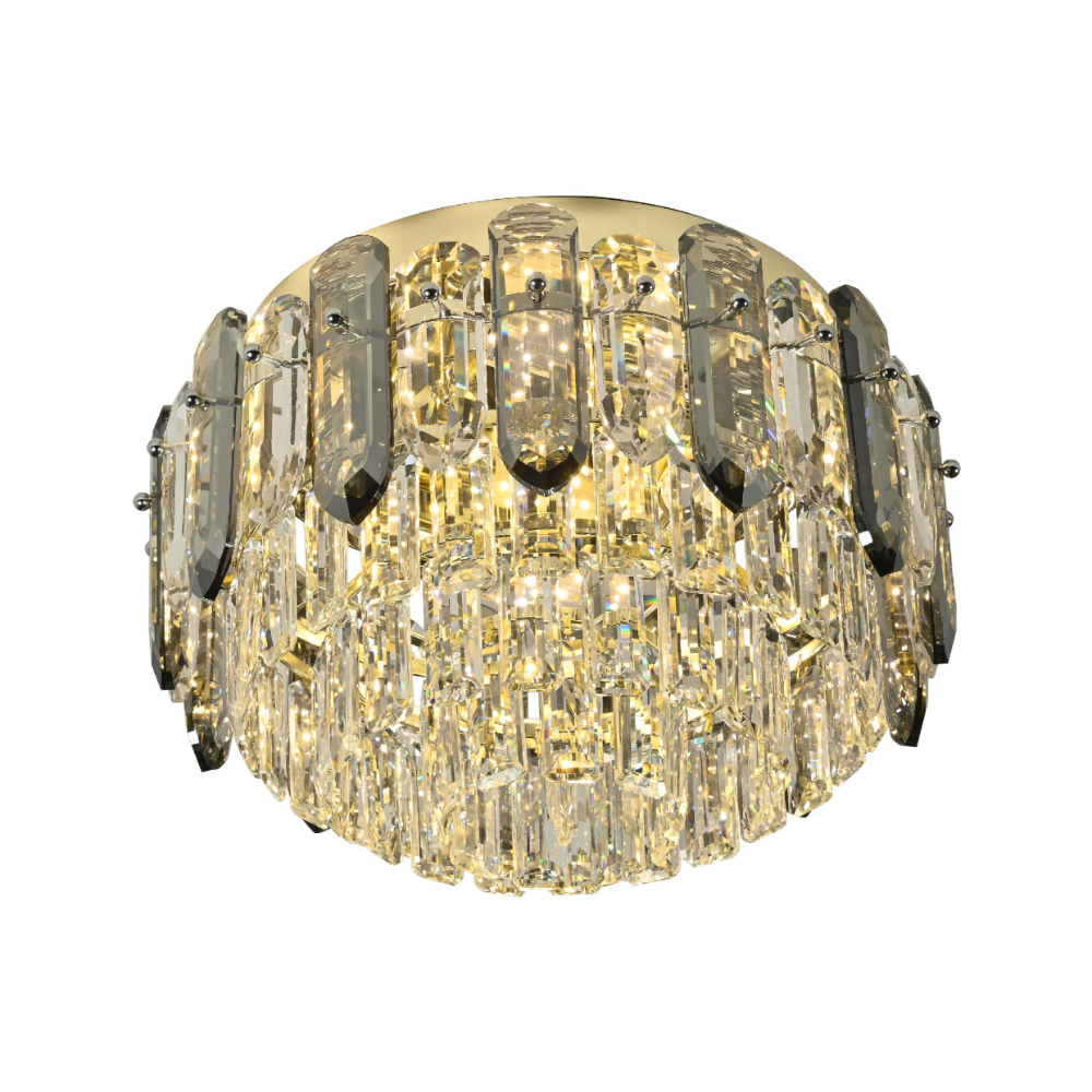 Main image of Tiered Flush Chandelier Ceiling Light with Smoky and Clear Crystals | TEKLED 159-18076