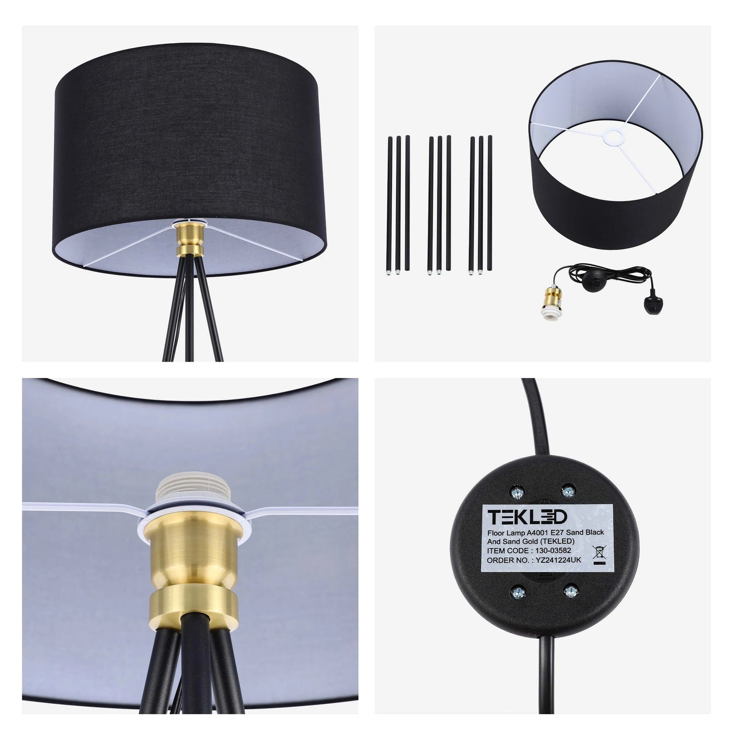 Tripod Floor Lamp – E27 Fitting, 1590mm Height, Dimmable