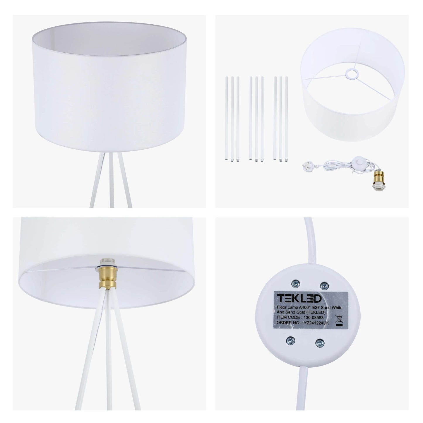 Tripod Floor Lamp – E27 Fitting, 1590mm Height, Dimmable