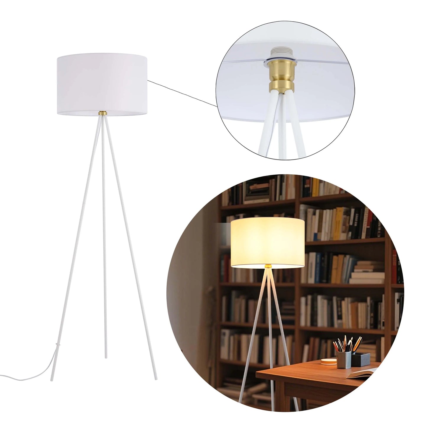 Tripod Floor Lamp – E27 Fitting, 1590mm Height, Dimmable