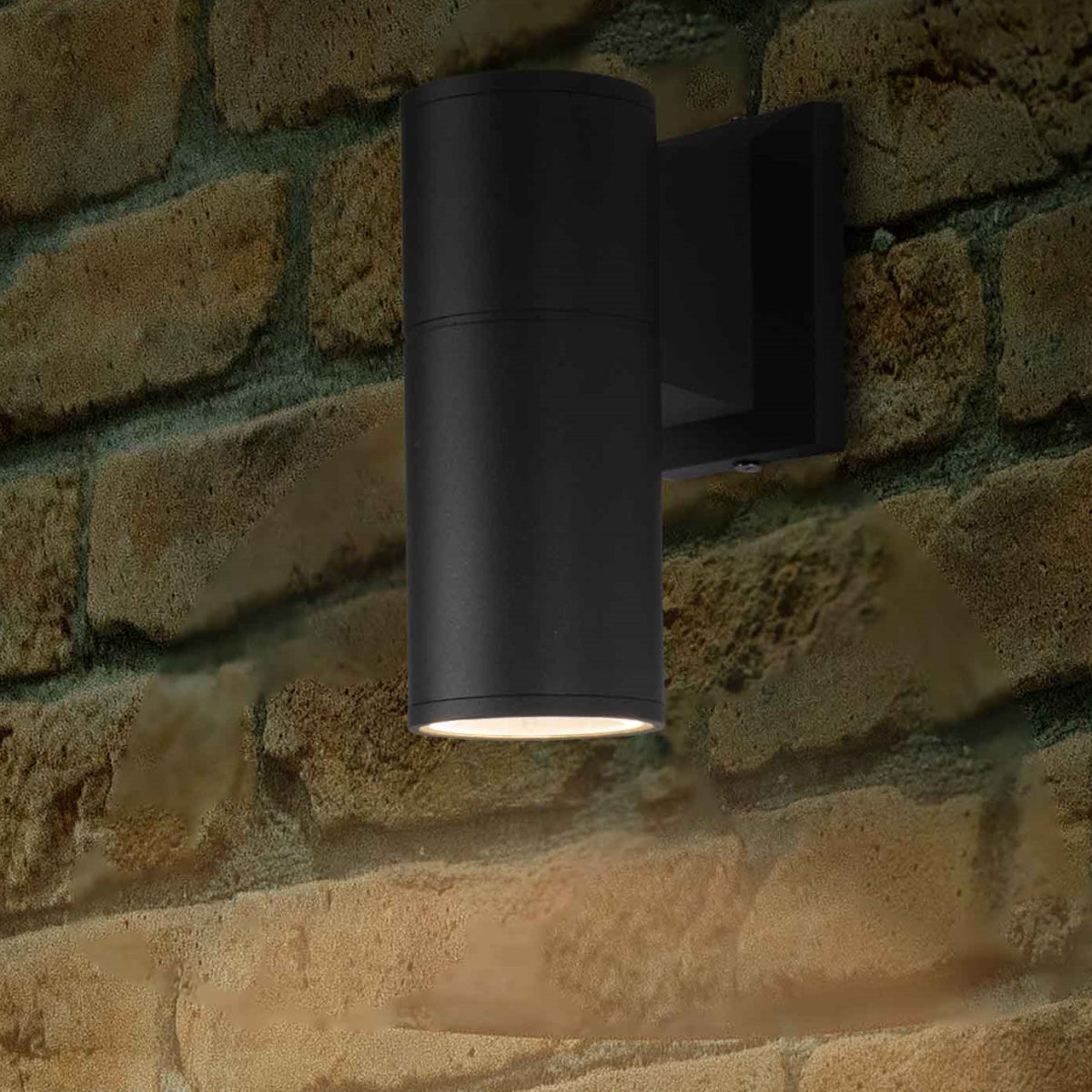 Up-Down Outdoor Wall Lamp IP54 GU10 Dark Grey 1 lamp on brick wall
