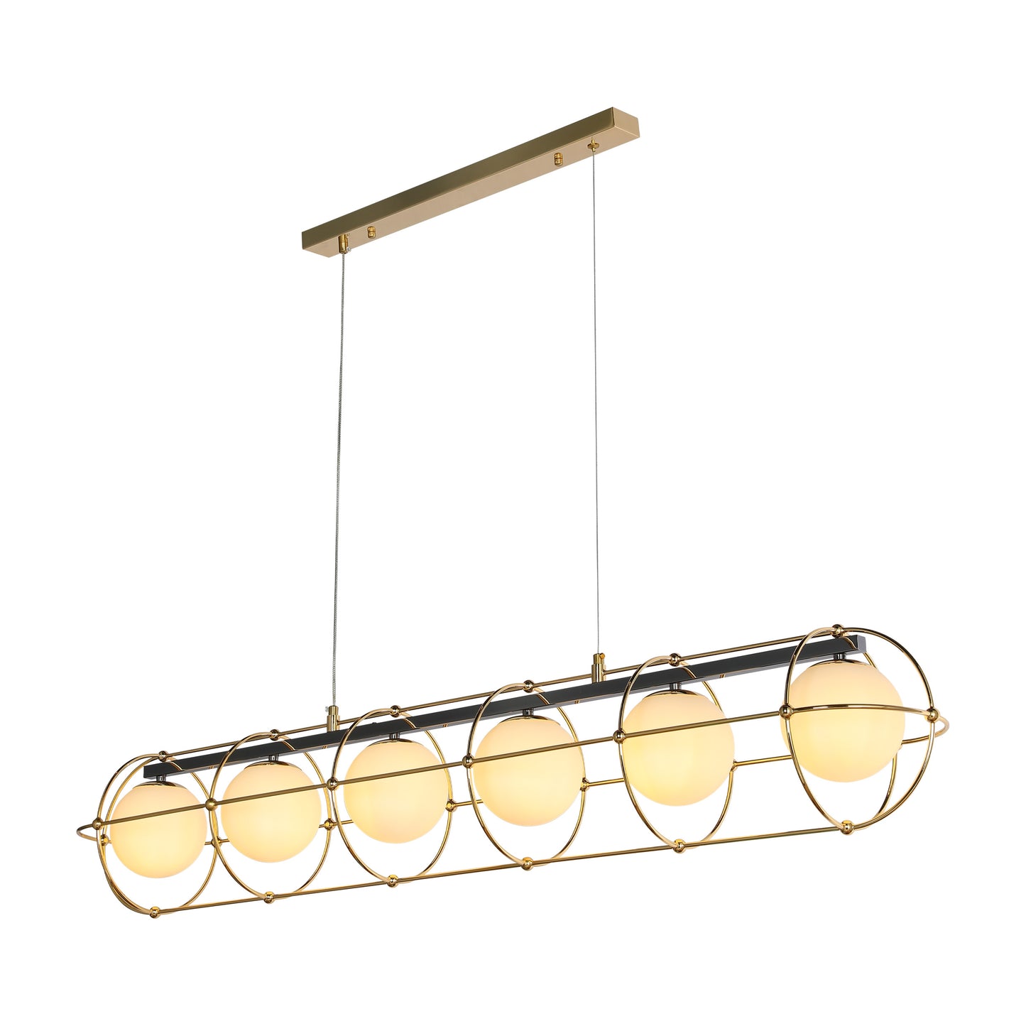Main image of Vintage-Modern Orb Chandelier with Geometric Gold Detailing G9 150-19036