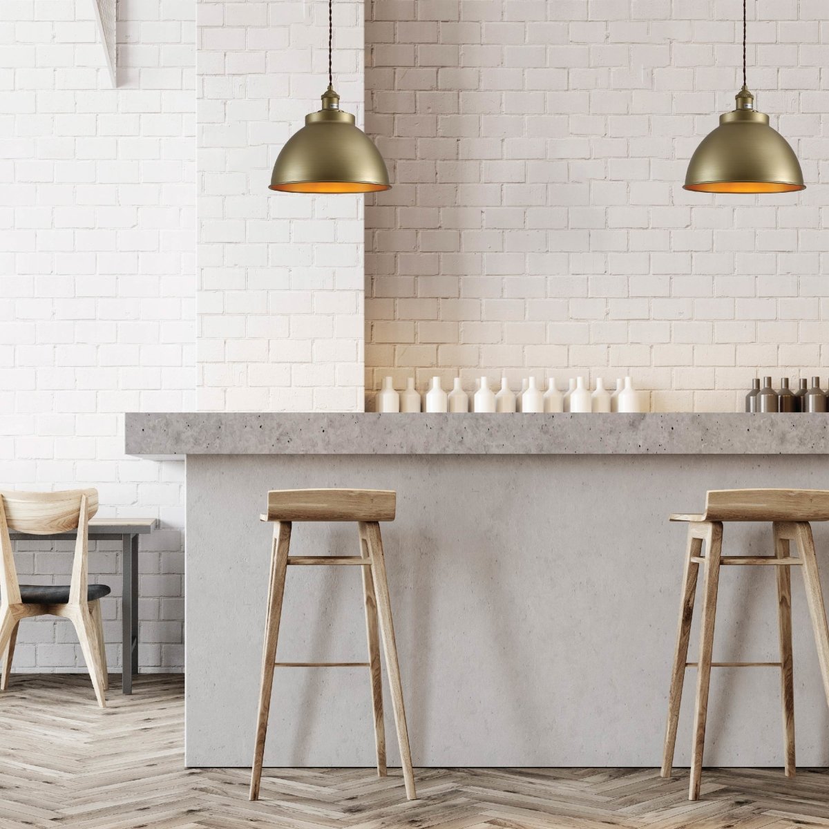 Interior application of Brooklyn Vintage Metal Dome Pendant Light Pewter Copper Bronze E27 | TEKLED 150-18211