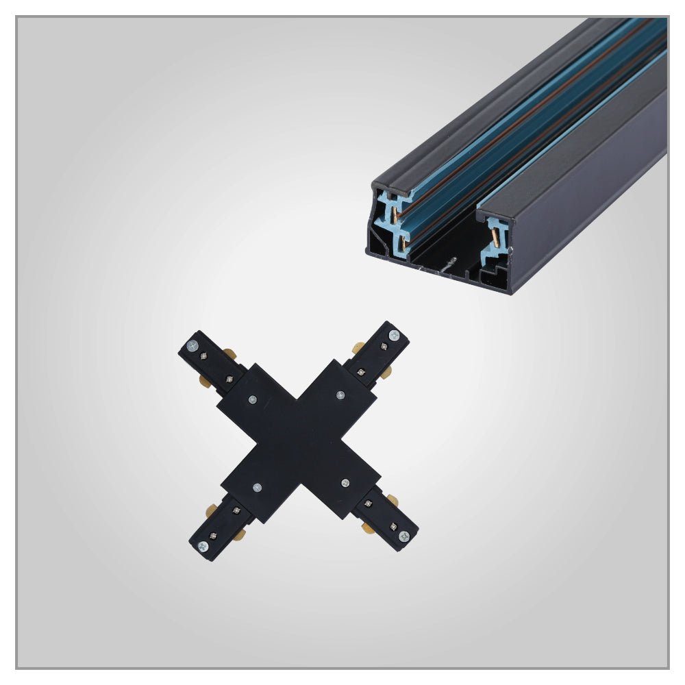 Main image of Connector for Track for 3 Conductor Tracklight adaptors X - cross Black 175-15652