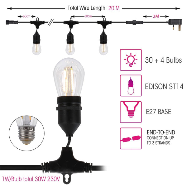 size and dimensions of 581-13149 pollux festoon led bulb string light