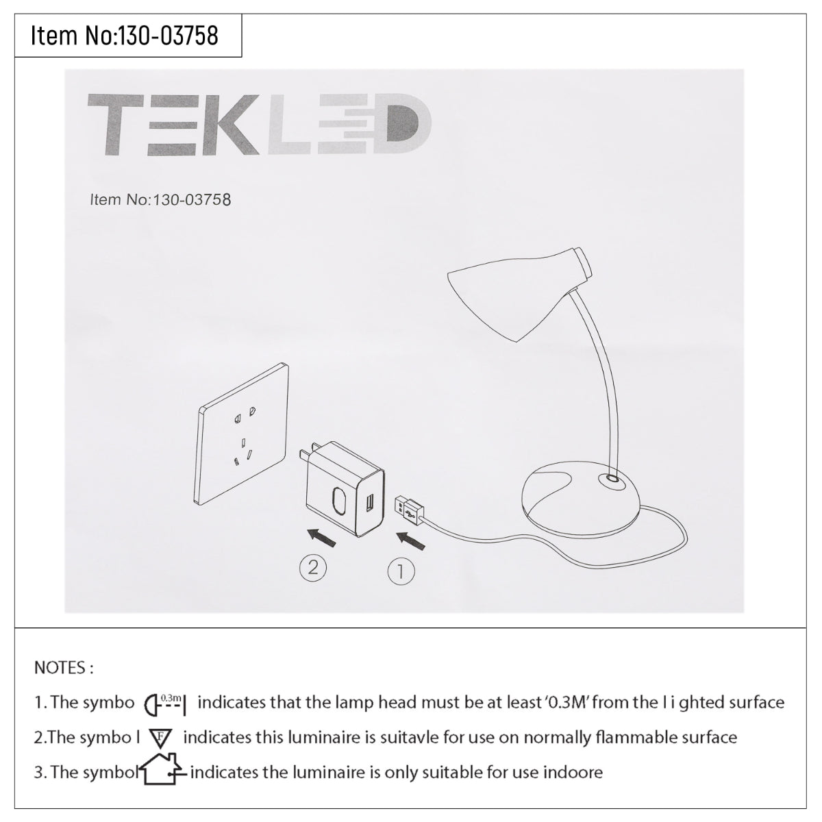 Technical specs of Adjustable Gooseneck LED Desk Lamp with Dual Colour Design 130-03758