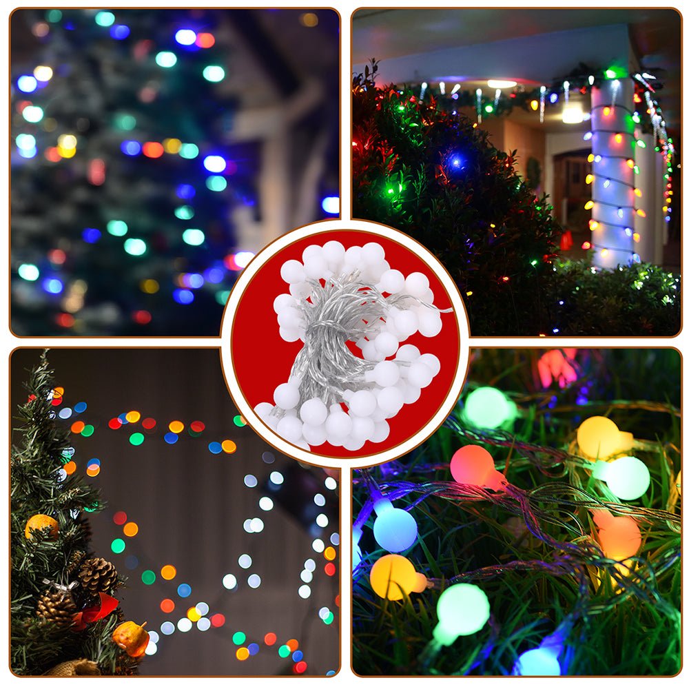 Christmas decoration using Carina LED Globe Light 100 LEDs 15m with Power Adaptor Multi-colour LED String Light