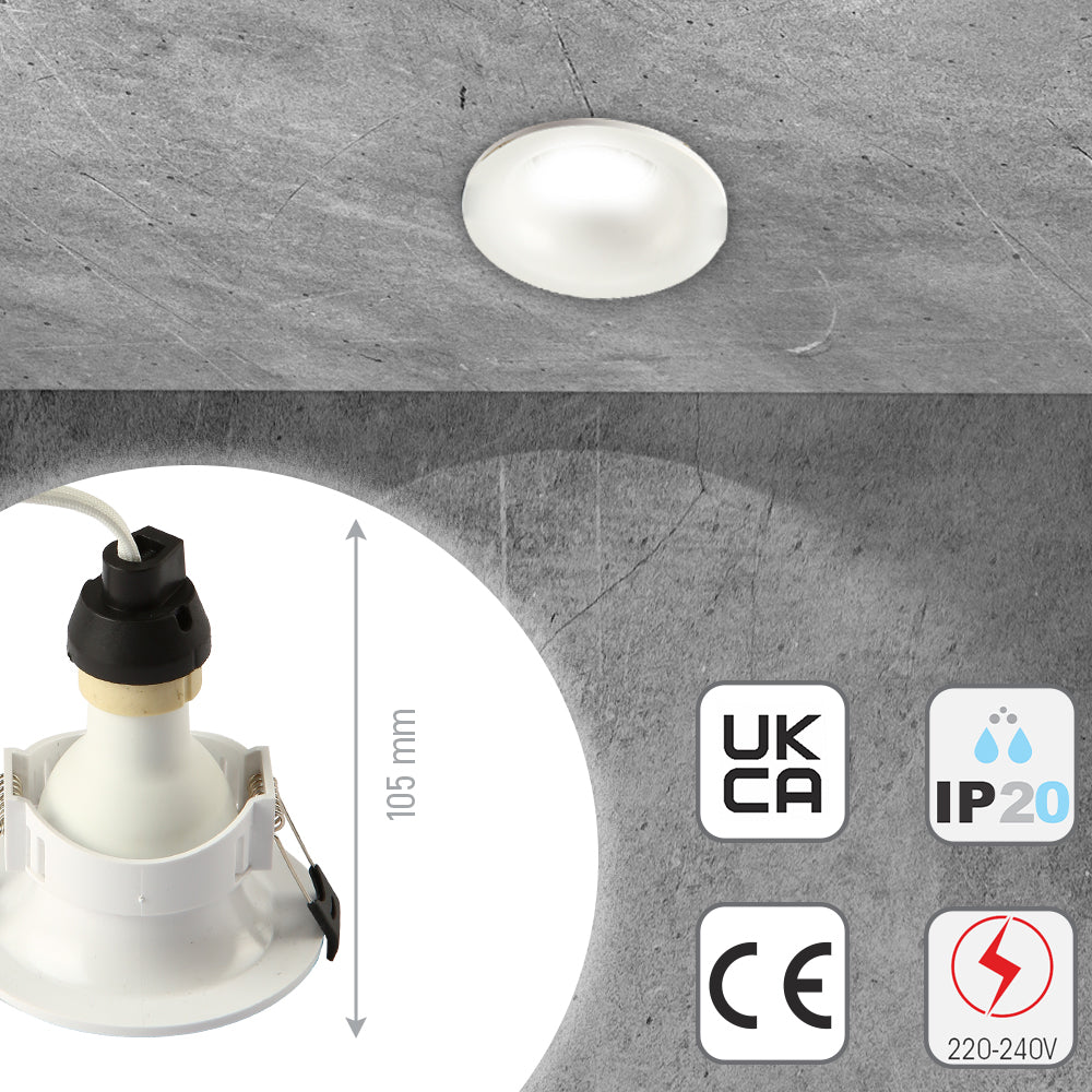 Close up shots of Round Anti Glare Polycarbonate Recessed Downlight GU10 White or Black | TEKLED 164-03005
