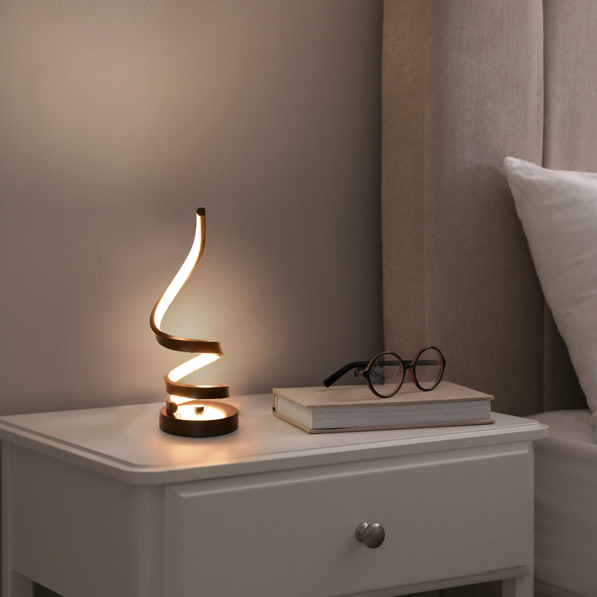 Where to use Contemporary Spiral LED Table Lamp with Adjustable CCT - Black Finish 130-03641