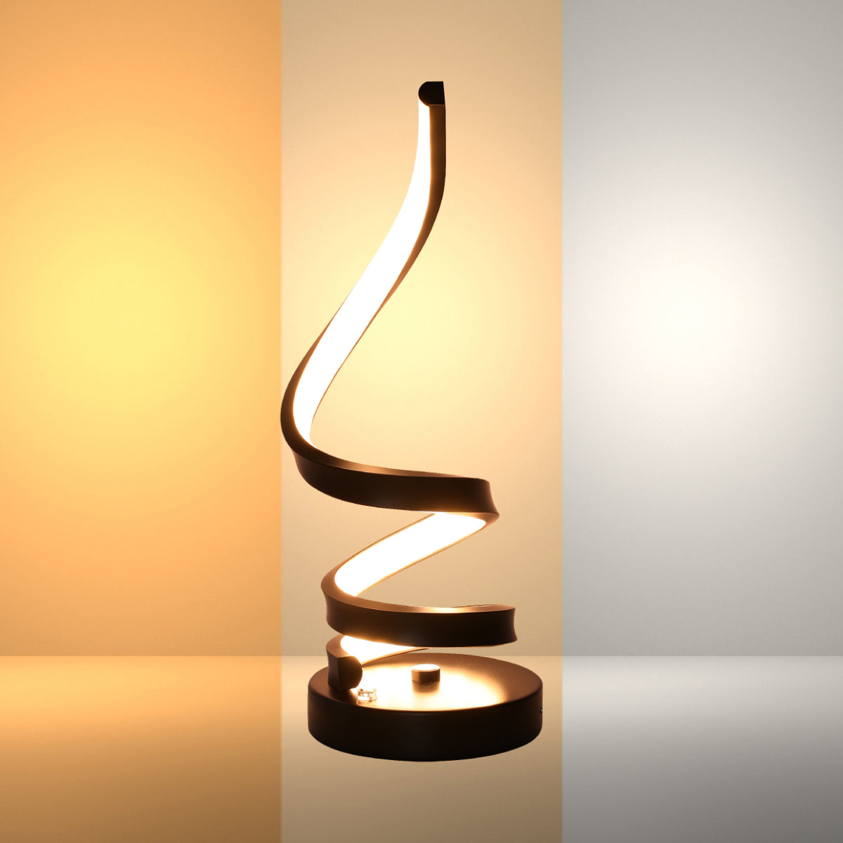 Main image of Contemporary Spiral LED Table Lamp with Adjustable CCT - Black Finish 130-03641