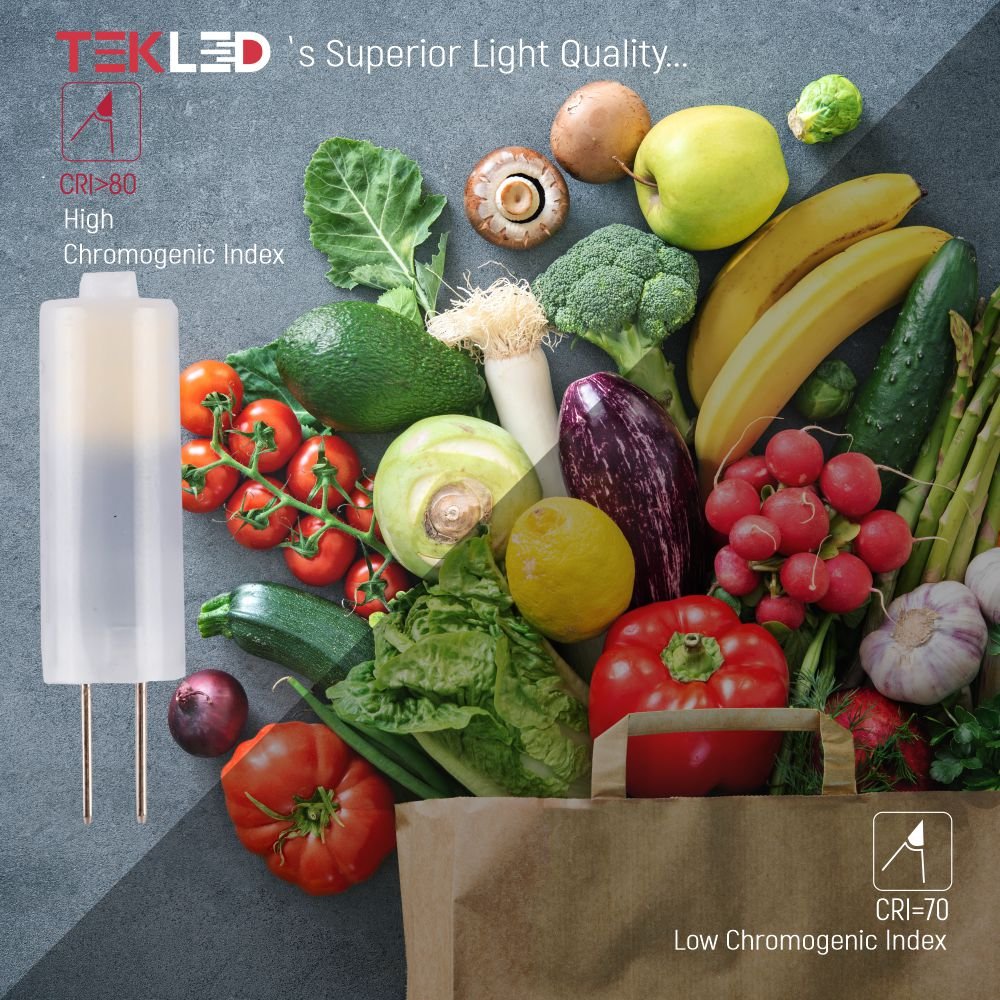 Comparison of CRI of LED Capsule Bulb G4 Snap Fix 1.5W 140lm 6000K Cool Daylight Pack of 10 | TEKLED 526-0109092