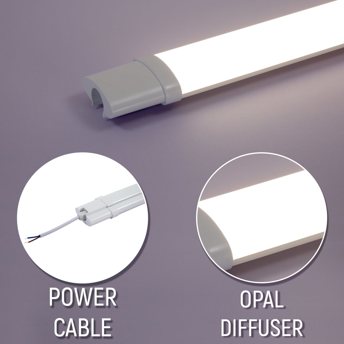 Detailed images of LED Tri-proof Slim Batten Linear Fitting 48W 5000K Cool White IP65 150cm 5ft