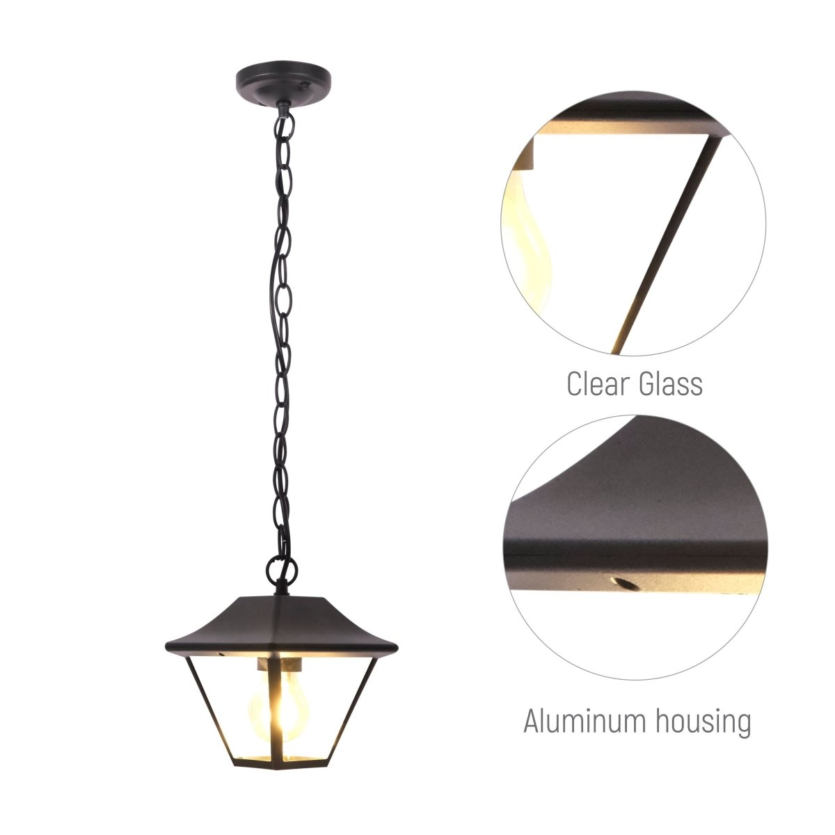 Design closeup image of Pendant Ceiling Lamp Matt Black Clear Glass E27
