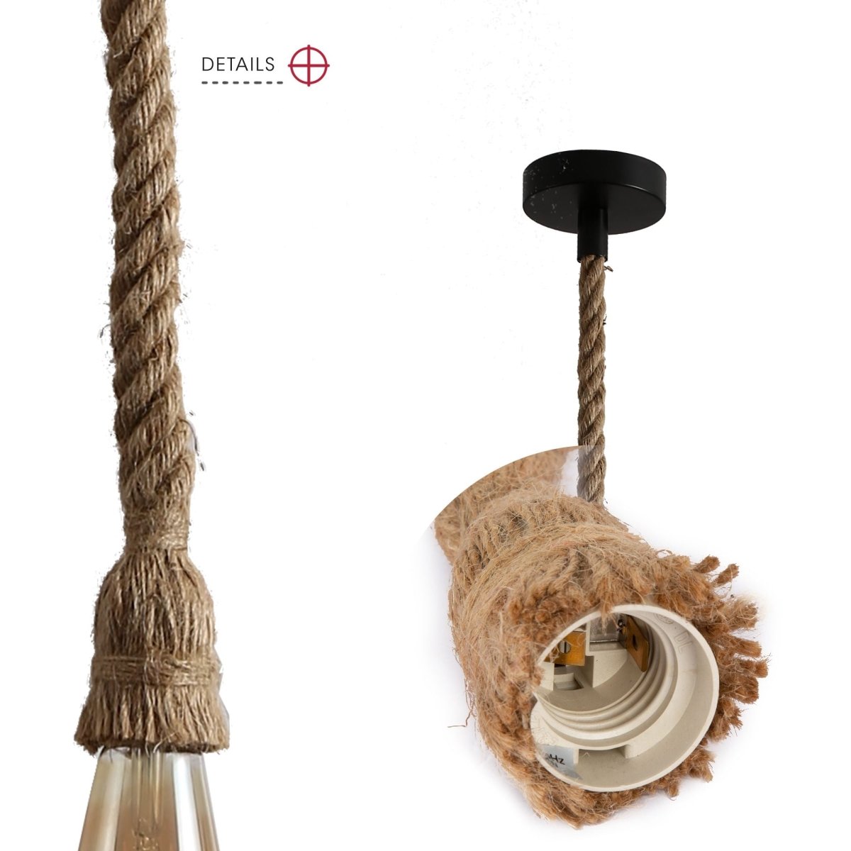 Features of hemp rope pendant light with e27 fitting