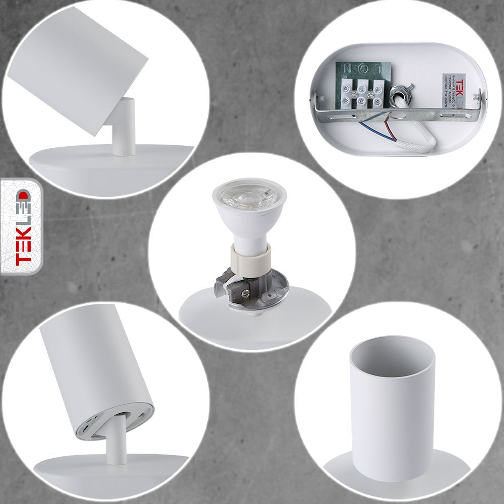 Detailed shots of 1-way Spotlight White with GU10 Fitting | TEKLED 172-03038
